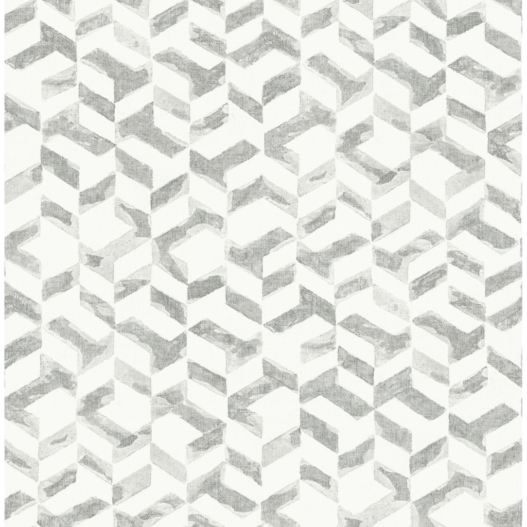 A-Street Prints Instep Platinum Abstract Geometric Wallpaper