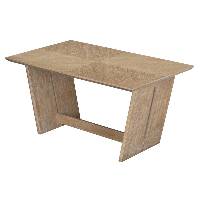 6-Piece Country Retro Dining Table and Chair Sets Home Dining Table and Chair Sets with Bench Designed Trestle Base for Kitchen
