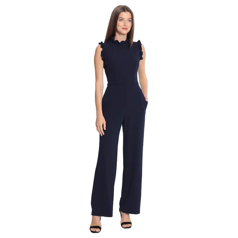 Maggy London High Neck Ruffle Detail Jumpsuit