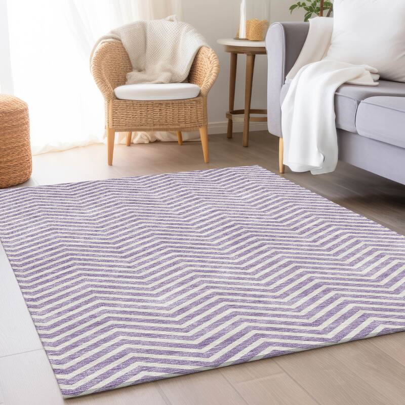 Premium Washable Super Soft Modern Chevron Mayfield Rug - Lilac - 3' x 5'