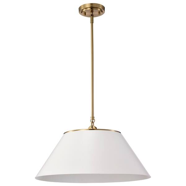slide 2 of 7, Dover 3 Light Large Pendant White with Vintage Brass