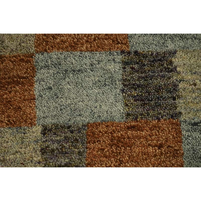 Hand Knotted Oriental 100% Wool Carpet Modern Geometric Multi-Colored Gabbeh Area Rug - 3' 0'' X 2' 1''