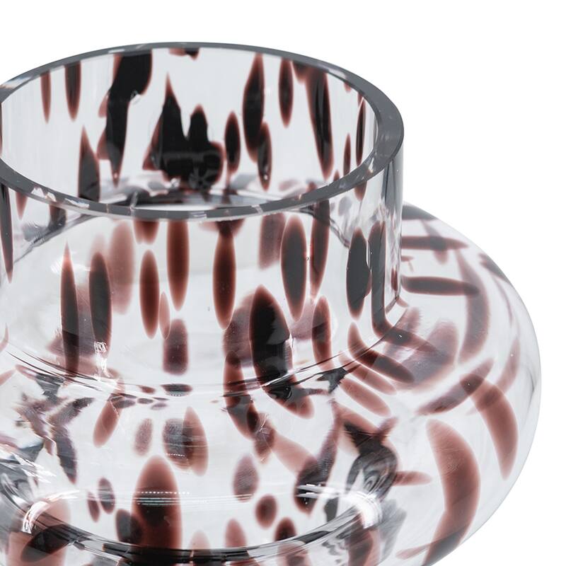 D6x8" Clear Glass Accent Vase with Artistic Amber Spots