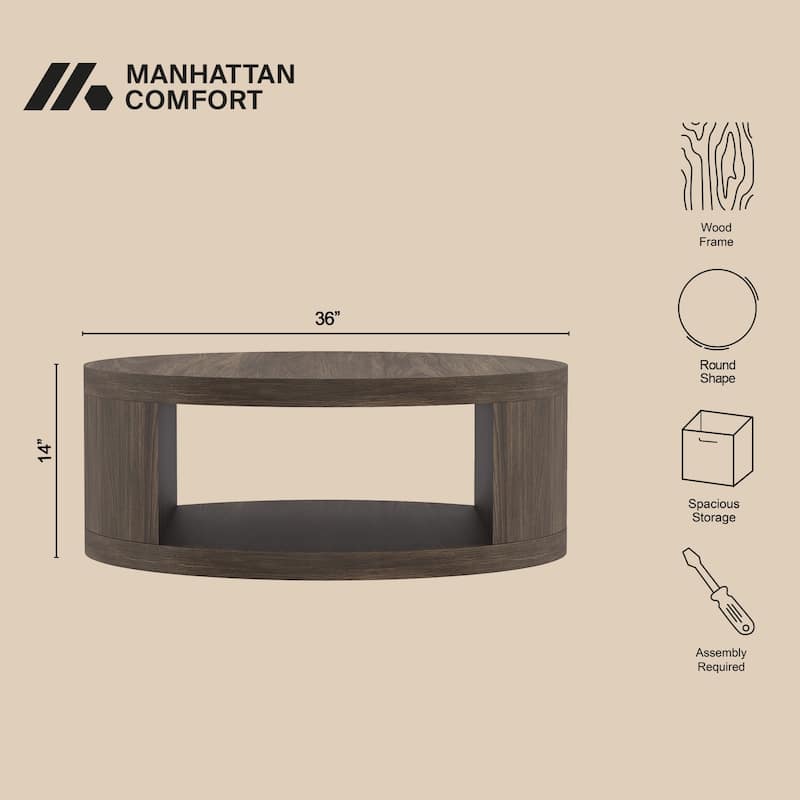 Manhattan Comfort Alure 36" Round Coffee Table