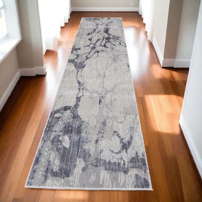 Wuseh Power Loomed Distressed Abstract Modern Non Skid Area Rug By HomeRoots - 10' Runner