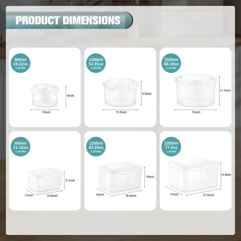 Sorbus BPA-Free Food Storage Container Set, Stackable & Nestable Plastic Containers with Snap-On Lids