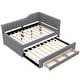 preview thumbnail 31 of 46, Daybed Captain Bed Upholstered Bed with Trundle and 3 Drawers, Elegance Stripe Design L-Shaped Upholstered Daybed Platform Bed