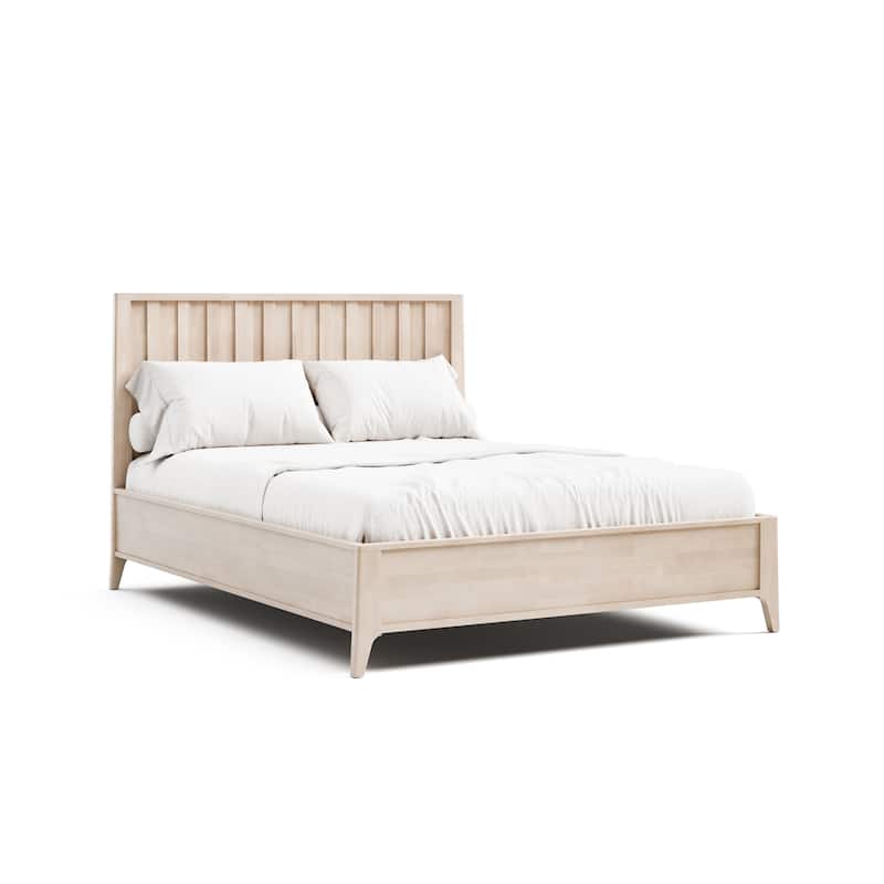 Furniture of America Seren Mid-Century Modern 3-Piece Off-White Queen Solid Wood Platform Bedroom Set