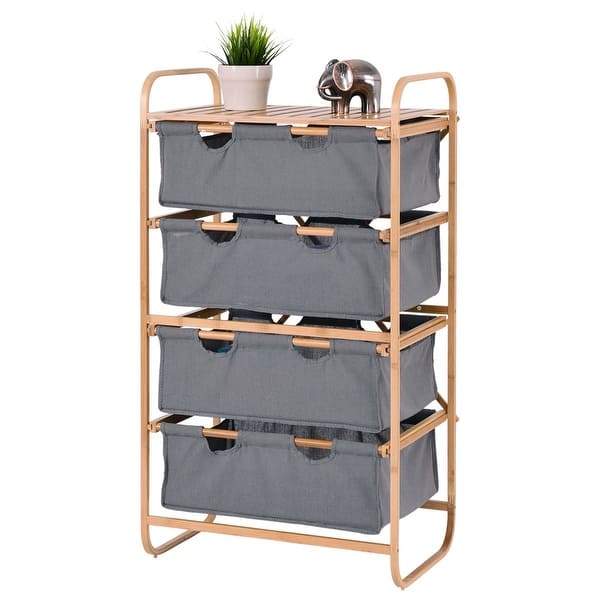 Shop Costway 4 Large Sliding Drawer Bamboo Dresser Bins Storage