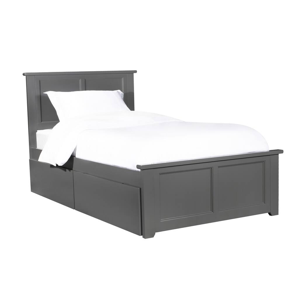 Platform Bed with Footboard & 2 Drawers - Storage Bed Frame - Slatted Support