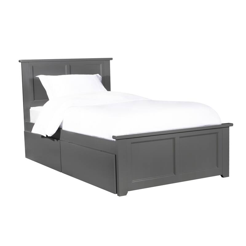 Platform Bed with Footboard & 2 Drawers - Storage Bed Frame - Slatted Support