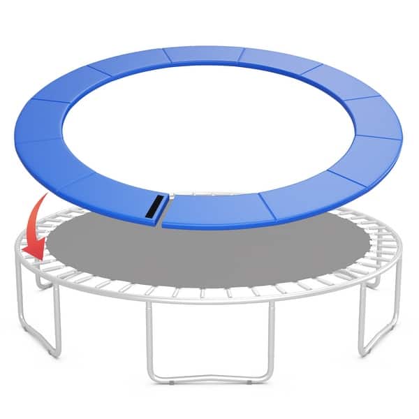slide 2 of 19, Gymax 12FT Trampoline Spring Cover w/Split Design Waterproof Surface Blue