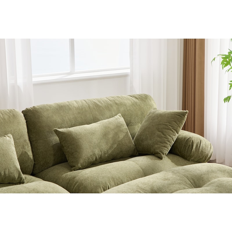 GDFStudio - Pelletized U Shape Cloud Couch with Bolster Armrest Pillows