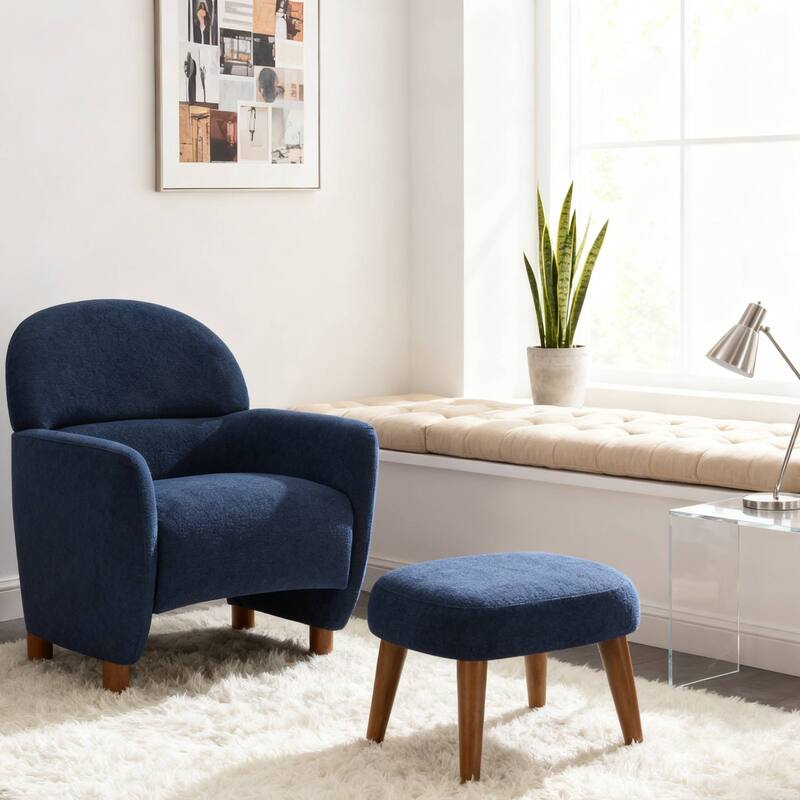 Sofa Chair Leisure Chair with Removable Ottoman, Side Chair Club Chair Upholstered Chair Blue Office Chair - Blue