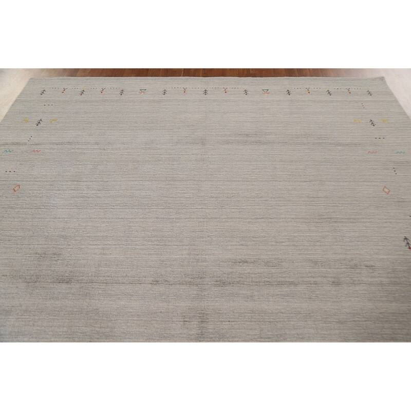 Gabbeh Oriental Area Rug Hand-Knotted Wool Carpet - 8'0"x 9'8"