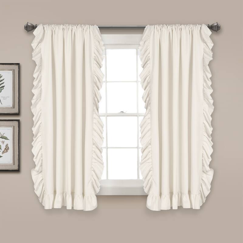 The Gray Barn Gila Ruffled Edge Curtain Panel Pair - 54X45 - White