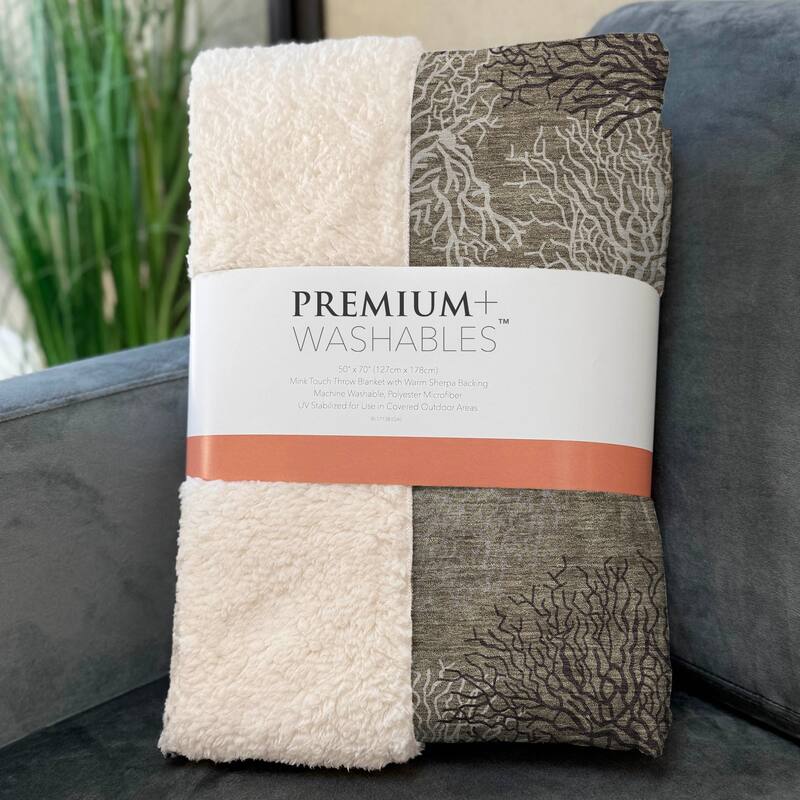Premium Machine Washable ASB182 Coastal Coral Sherpa Throw Blanket