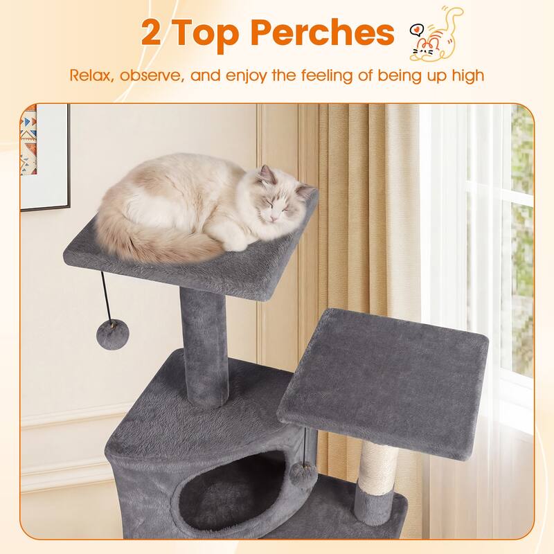 Gymax Cat Tree Multi-Level Cat Tower w/ Top Perches & Cozy Condo