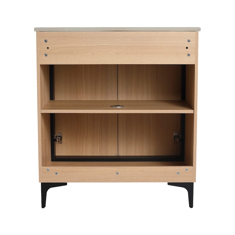 BNK 24/30 inch Freestanding Single Sink Bathroom Vanity with Soft Close Door and 1 Adjustable Shelf