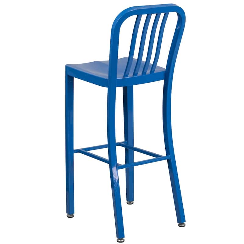 30'' High Metal Indoor-Outdoor Barstool with Vertical Slat Back