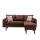 preview thumbnail 4 of 3, Mia Brown Linen Fabric Sectional Sofa Chaise with USB Charger & Pillows