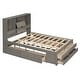preview thumbnail 9 of 12, Gray Platform Bed wBuilt-in Storage Shelf & 8 Drawers, Kids Storage Beds Bookcase Headboard Space-Saving Beds for Teens Adults