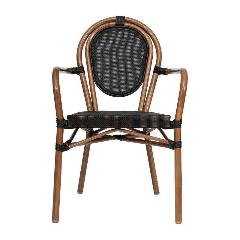 All-Weather Commercial Paris Chair with Arms and metal Frame