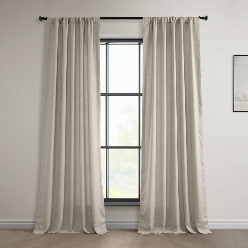 Exclusive Fabrics Room Darkening Euro Linen Curtain (1 Panel) - Window Treatment for Bedroom or Living Room