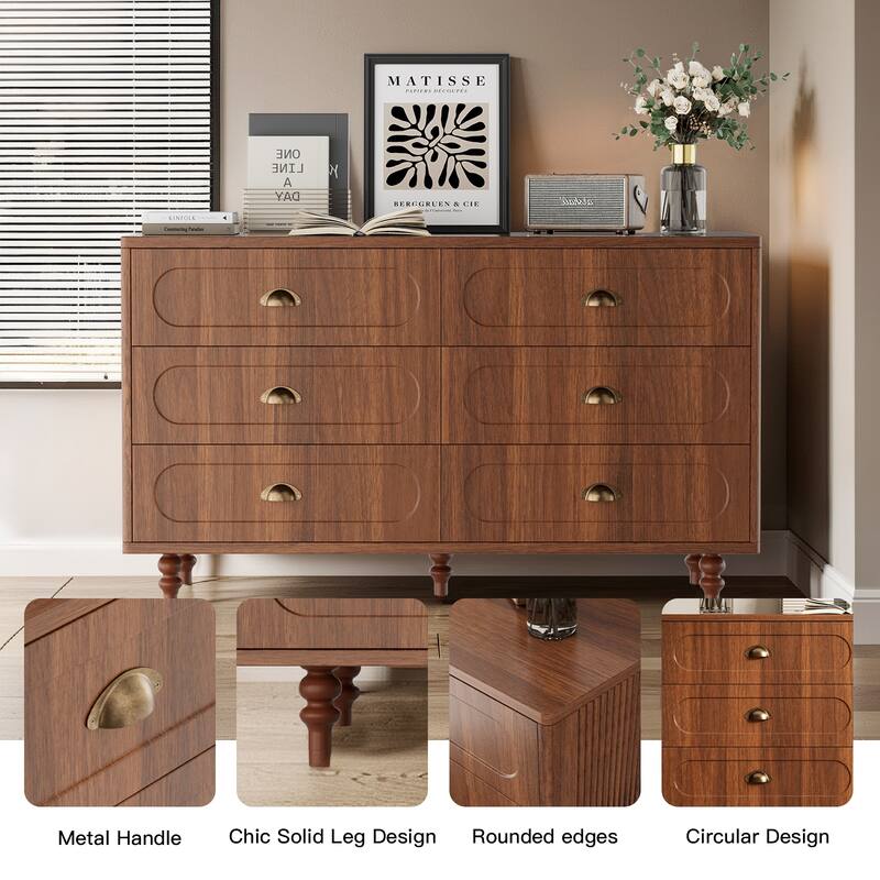 Pocassy 8 Drawer Dresser for Bedroom, Chest of Drawers with Solid Wood Legs