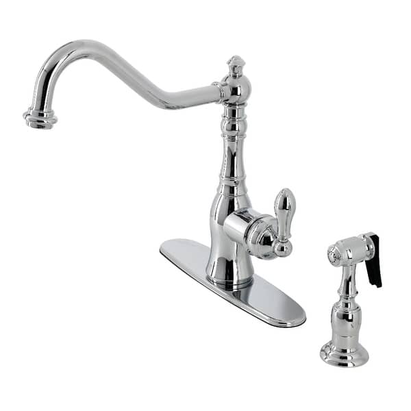 slide 2 of 22, American Classic Single-Handle Kitchen Faucet with Brass Sprayer
