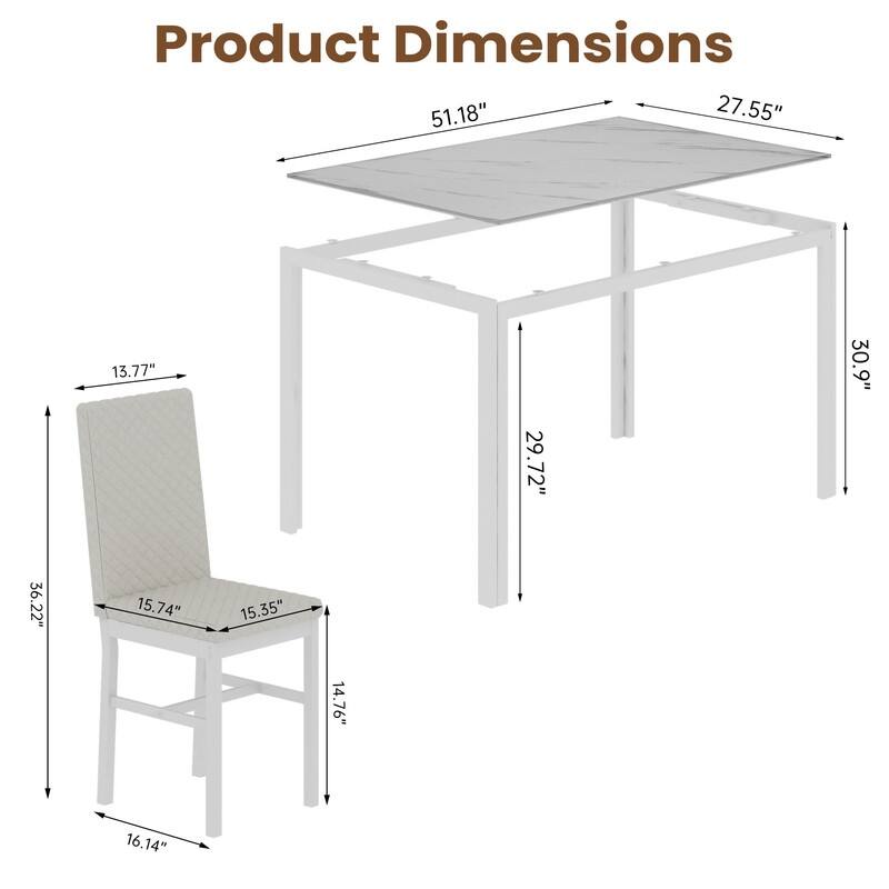 Grondin 7-Piece Dining Room Table Set, Modern Contemporary Style Dinning Table Set with Tempered Glass Top and Upholstery Chairs