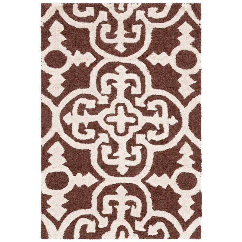 SAFAVIEH Handmade Cambridge Shigemi Modern Wool Rug - 2'6" x 4' - Dark Brown/Ivory