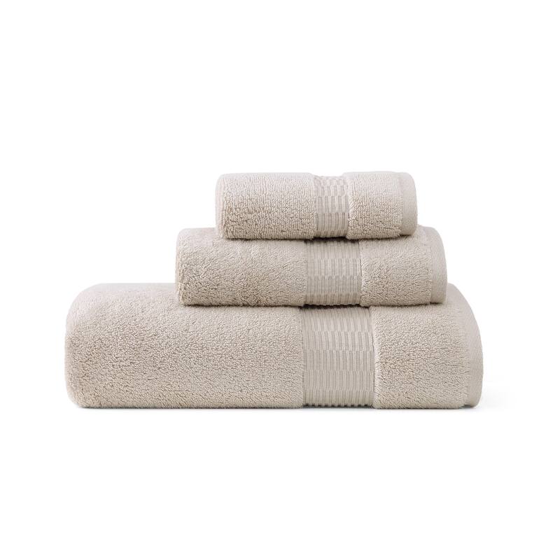 Tommy Bahama Long Branch Solid Cotton 3 Piece Towel Set - 3 Piece - Beige