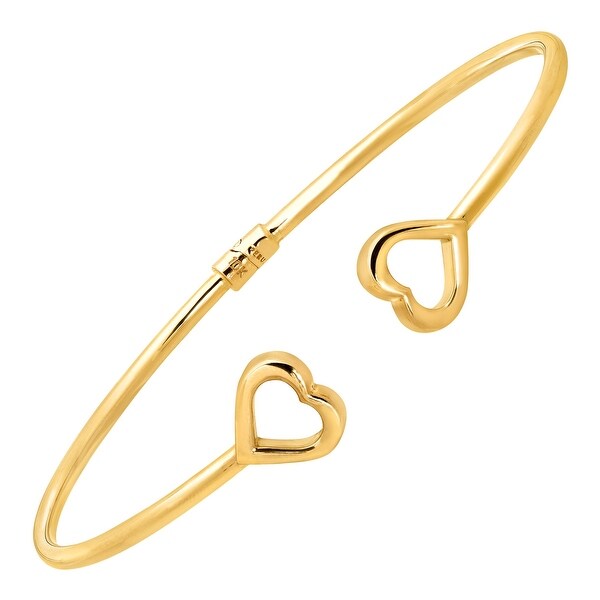 Eternity Gold Sideways Heart Edge Cuff Bracelet in 10K Gold - Yellow