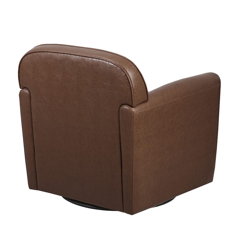 Brown Faux Leather 360 Degree Swivel Arm Chair