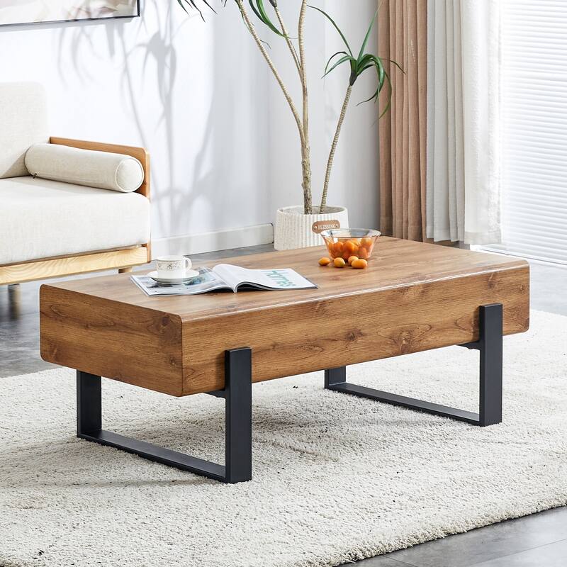 Rectangle Coffee Table 47.24-Inch Modern Coffee Table Tea Table for Living Room, Home Wood Center Table