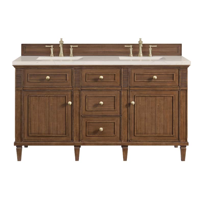 James Martin Vanities 424-V60D-3EMR Lorelai 60" Double Basin Wood - Mid-Century Walnut - Walnut Finish