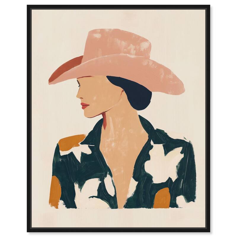 Woman in the Pink Hat Canvas by Art Remedy - 16" x 20" - Black