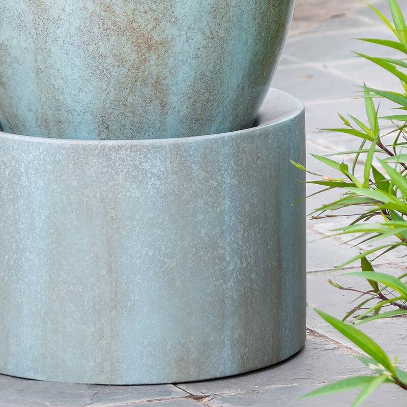 19.5x19.5x32.5" Heavy Outdoor Cement Fountain Black, Cute Unique Urn Design Water feature For Home Garden, Lawn, Deck & Patio