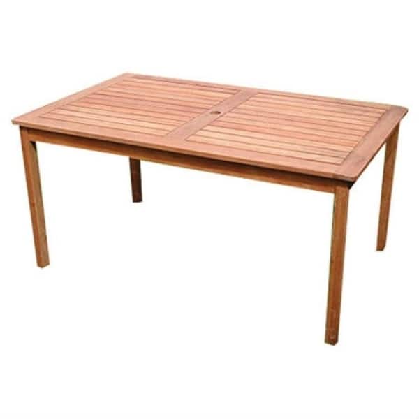 Rectangle 59 x 31.5inch Solid Wood Patio Dining Table with Center