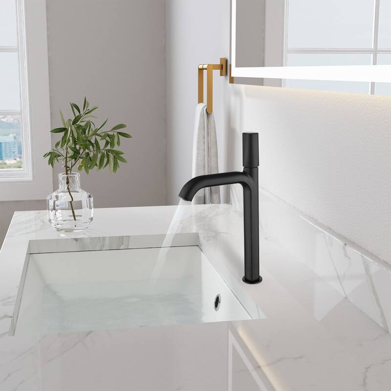 Modern Single Handle Bathroom Vessel Faucet - Black