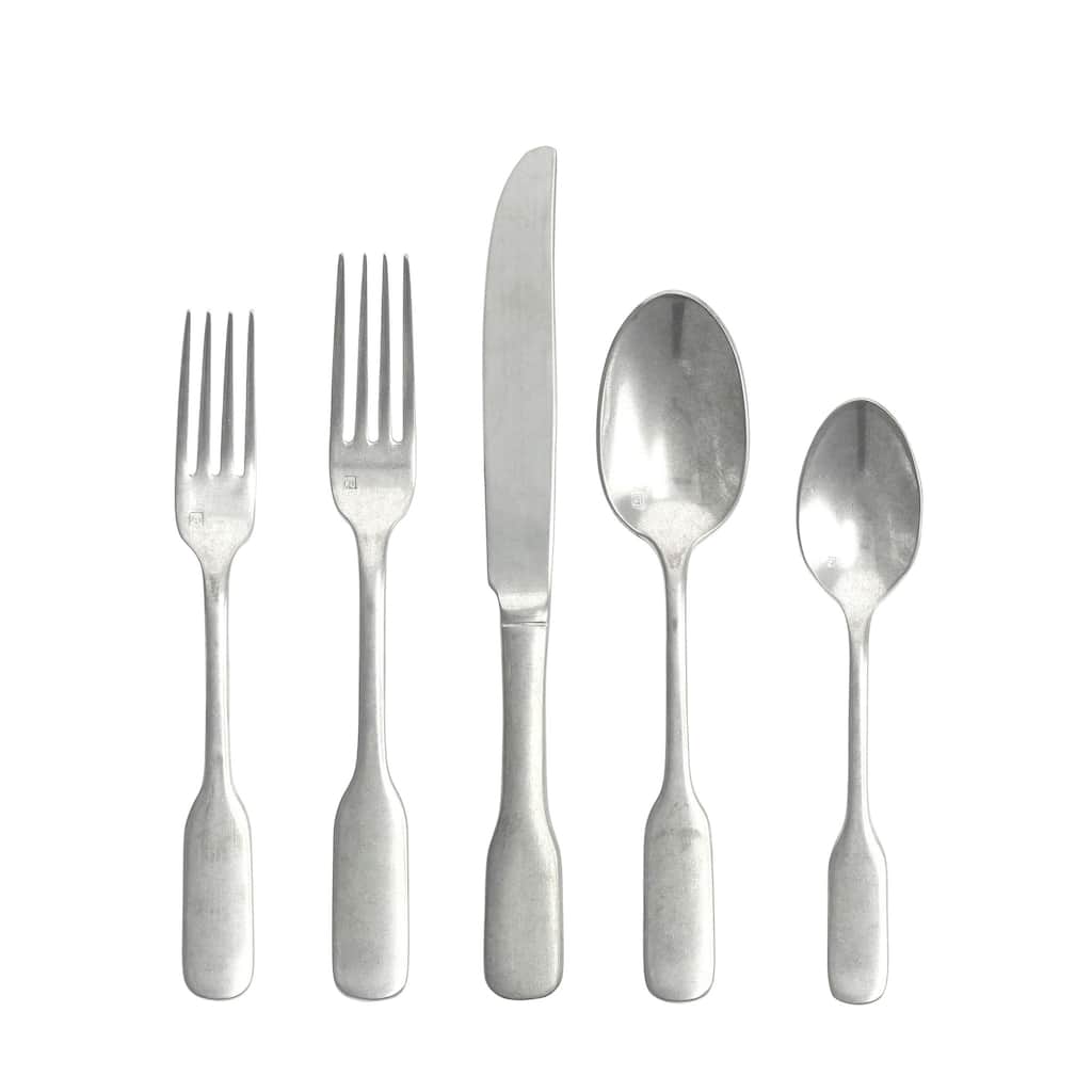 Fortessa Ashton 18/10 Stainless Steel, 5PC Flatware Set (Service for 1), Silver