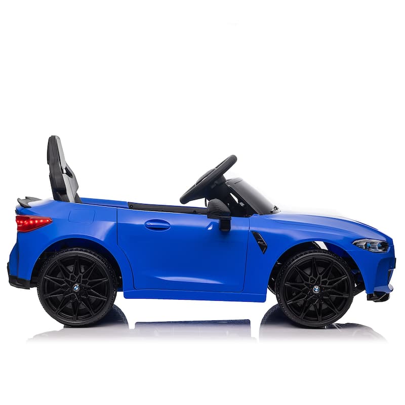 12V Licensed BMW M4 Kids Electric Ride-On Car with Remote Control, Bluetooth & LED Lights - Blue