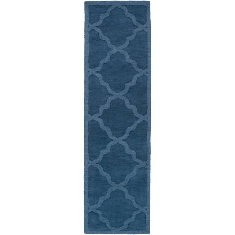 Livabliss Glacier Hand-woven Tone-on-Tone Lattice Wool Runner Rug