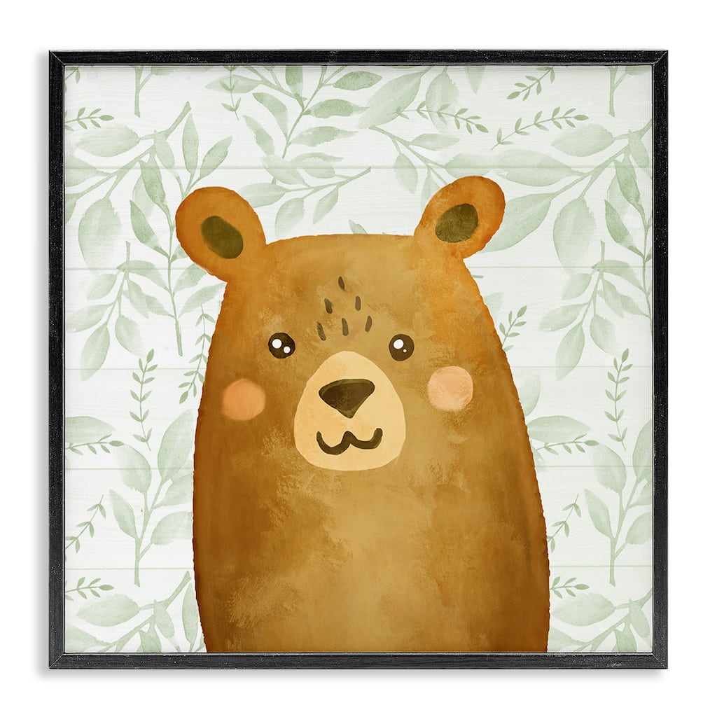 Stupell Bear on Botanicals Whimsy Framed Giclee Art Design By Kim Allen
