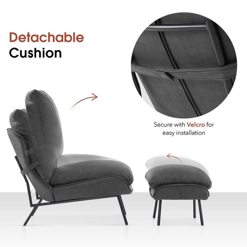 MCombo Accent Chair with Ottoman, Leathaire Fabric LW951