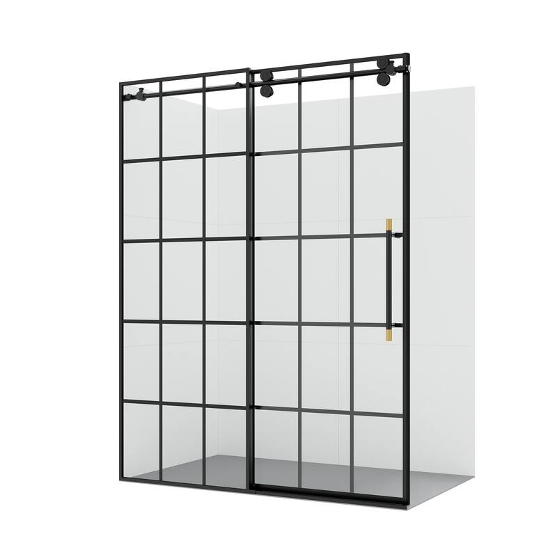 Puente Single Sliding Framed Shower Door - 60" W x 78" H - Matte Black