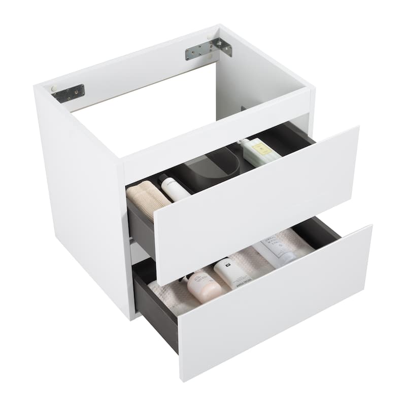 (Base Only) Wall Mount Bathroom Vanity Base with 2 Drawers