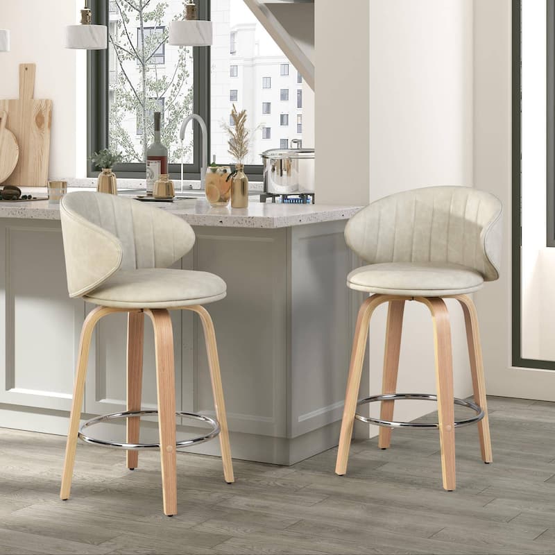 26 Inch Bentwood Bar Stools Swivel Counter Height Bar Stools