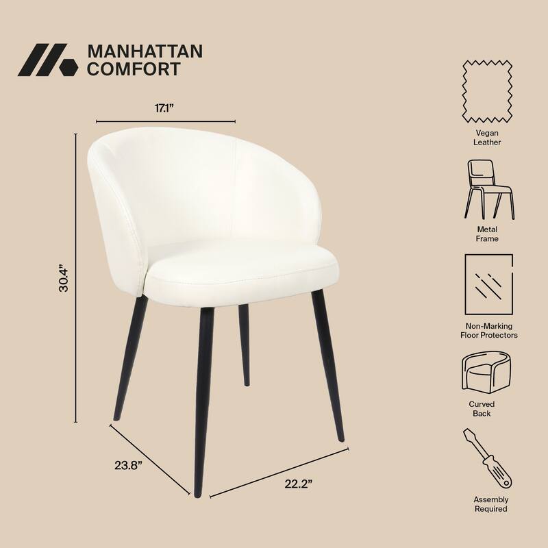 Manhattan Comfort Looma Vegan Leather Metal Side Chair - Set of 2